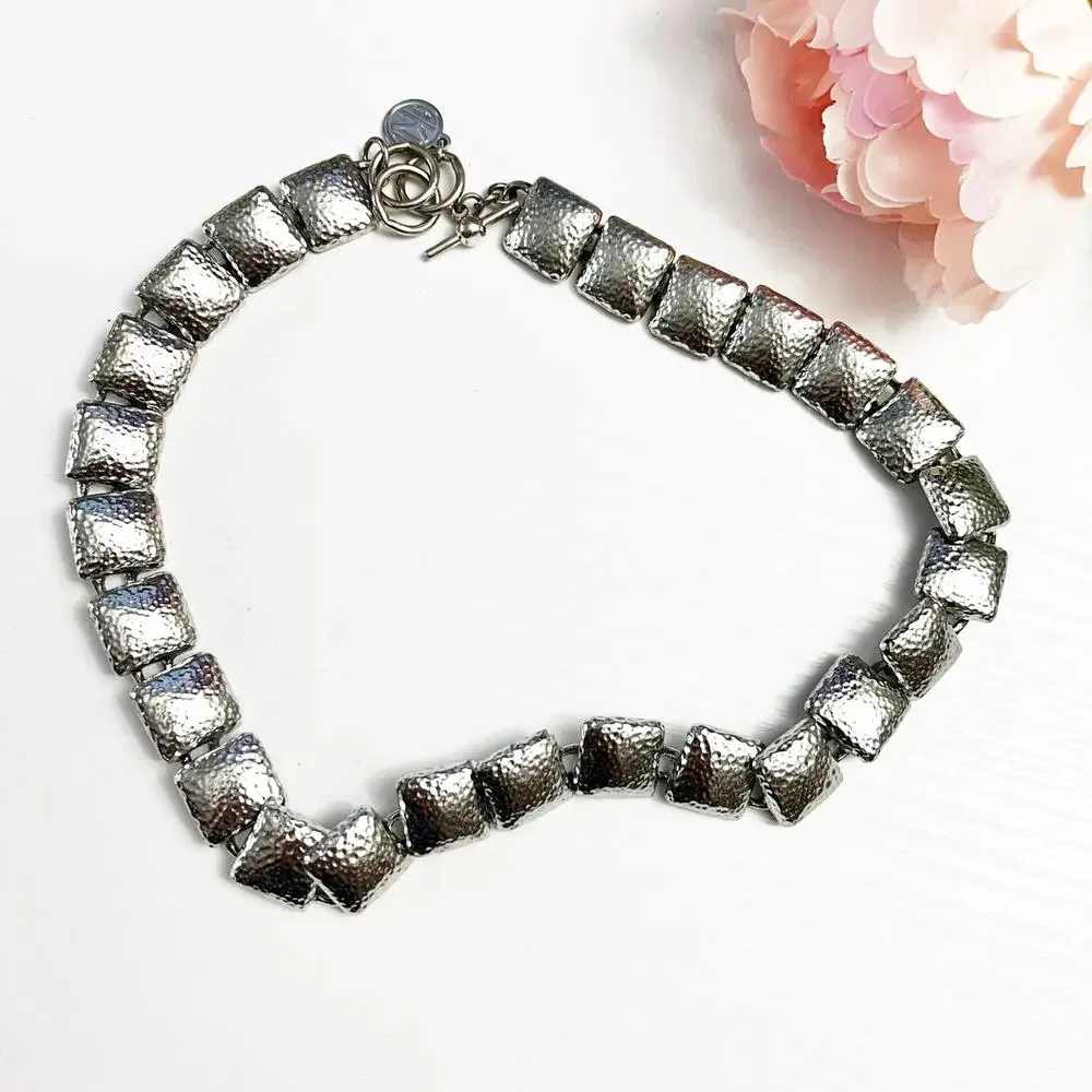 Anne Klein II Vintage Silver Tone Textured Necklace